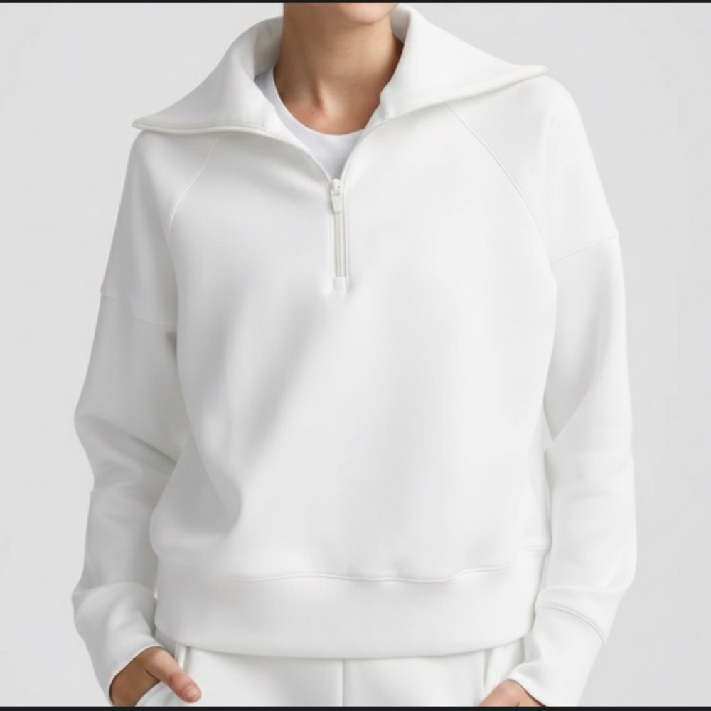 Beyond Yoga Stretch Woven In Stride Half‎ Zip Pullover white size XL